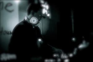 Todd Clark at the DJ setup during an evening event